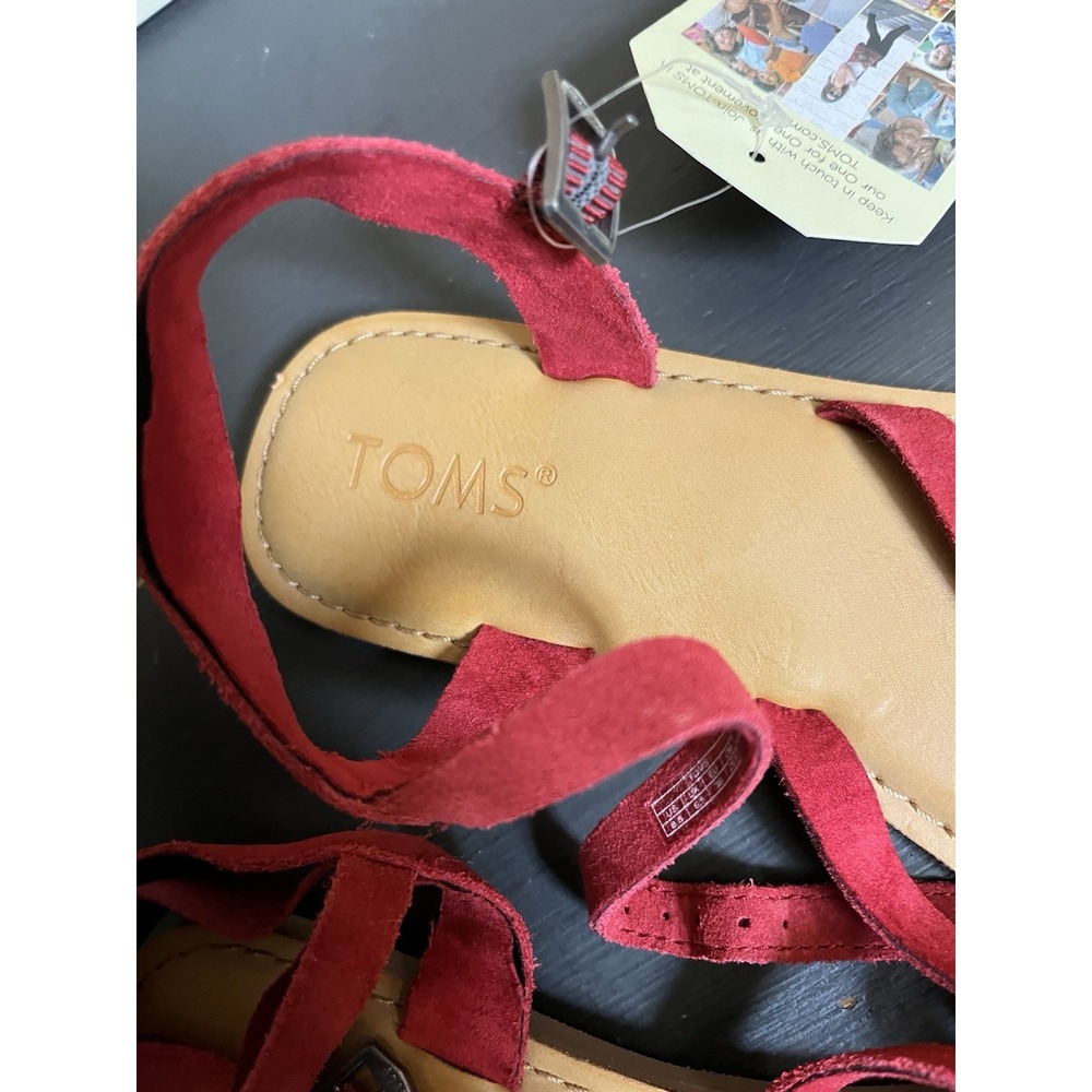 Toms‎ Women's Red Suede Lexie Sandal Slingback Strappy Sandals 8.5 - Picture 2 of 5